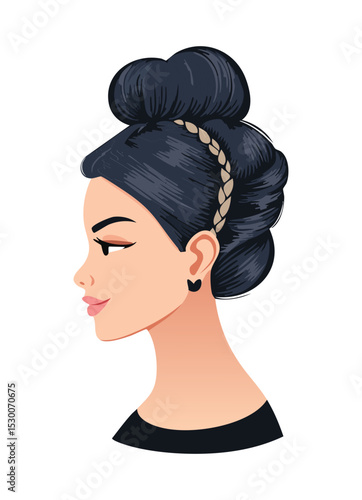 Woman with Elegant Side Bun Hairstyle