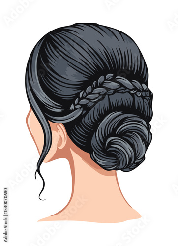 Elegant Black Braided Updo Hairstyle