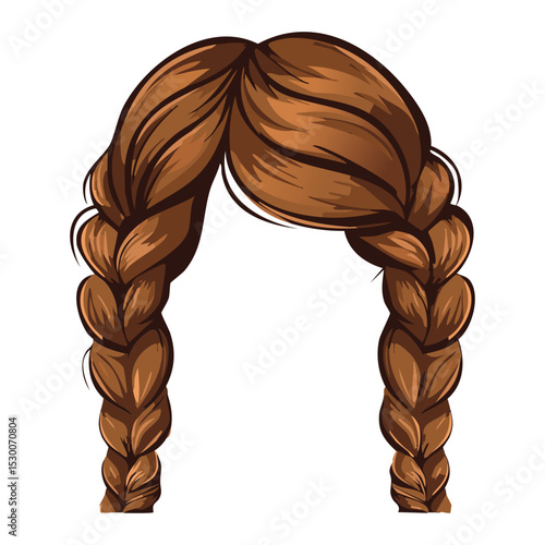 Back View Brown Double Braids Hairstyle