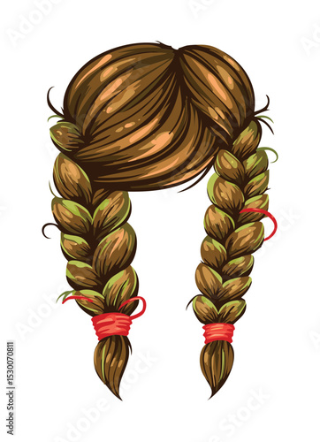 Brown Side Braid Top Bun Hairstyle