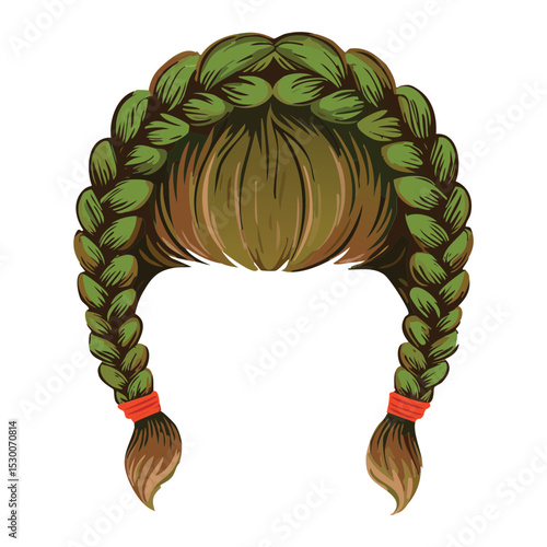 Playful Green Twisted Braids Hairstyle Design