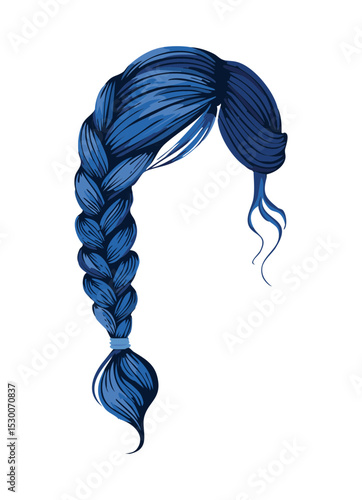Blue Side Braid Hairstyle Illustration