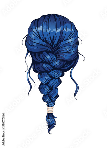 Elegant Blue Twisted Hair Illustration