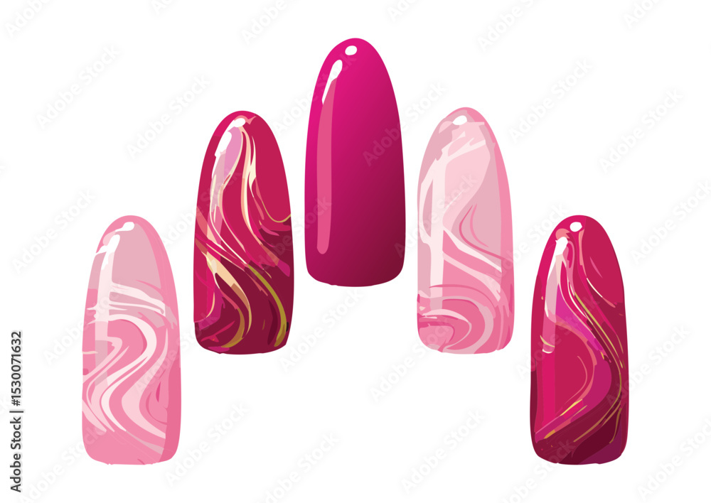 Fototapeta premium Collection of Pink Gold Swirl Nails