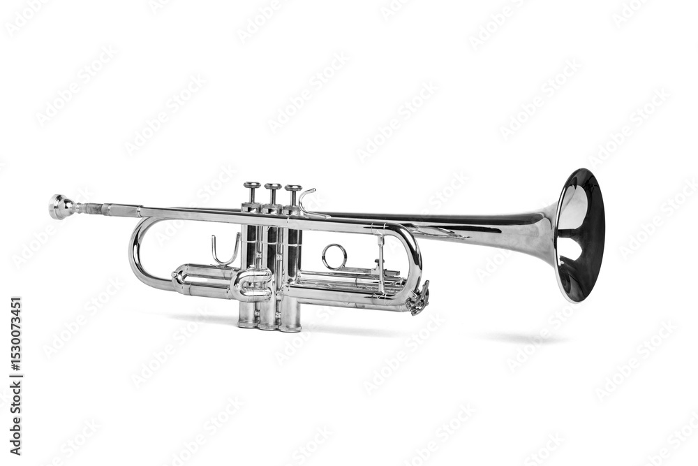 Obraz premium Silver Trumpet Isolated on a White Background