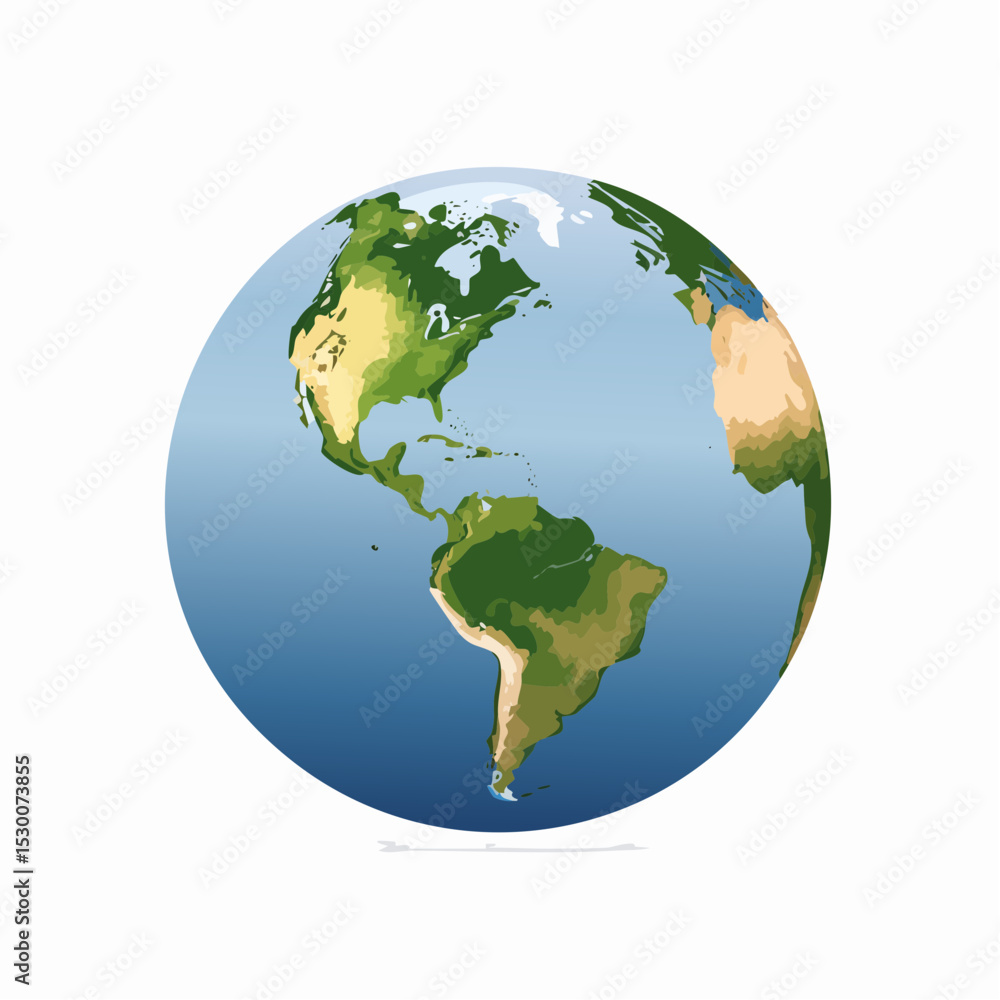 Fototapeta premium A vibrant illustration of Earth showcasing continents and oceans.