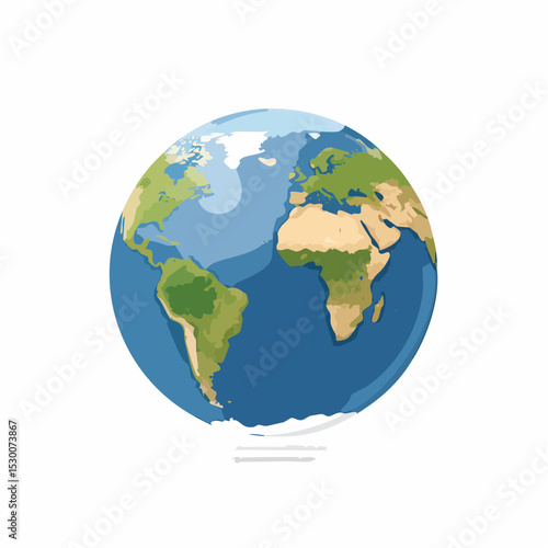 Illustration of the Earth globe showing continents, oceans, and geographical features.