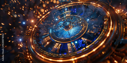 Wallpaper Mural Mesmerizing Close-Up of Futuristic Glowing Mechanism with Intricate Details and Shimmering Particles – Mystical Technology Concept

 Torontodigital.ca