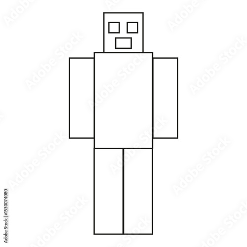 Robot icon. Square machine body. Vector technical shape. Simple outlined character.