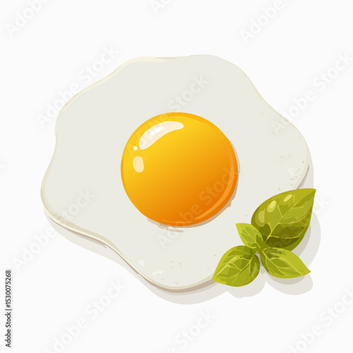 Fried Egg with Basil A Simple, Delicious Breakfast Illustration