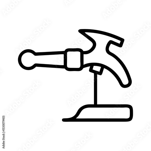 Illustration of a casting hammer tool on a stand  