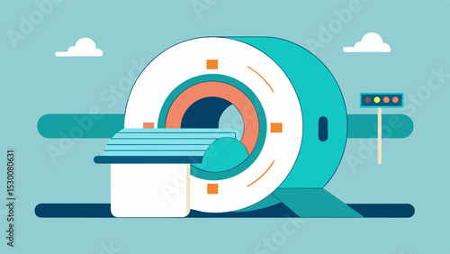 An MRI scan typically takes between 30 to 60 minutes during which the patient must remain still. Some machines may have shorter scan times reducing the overall time the patient. Vector illustration