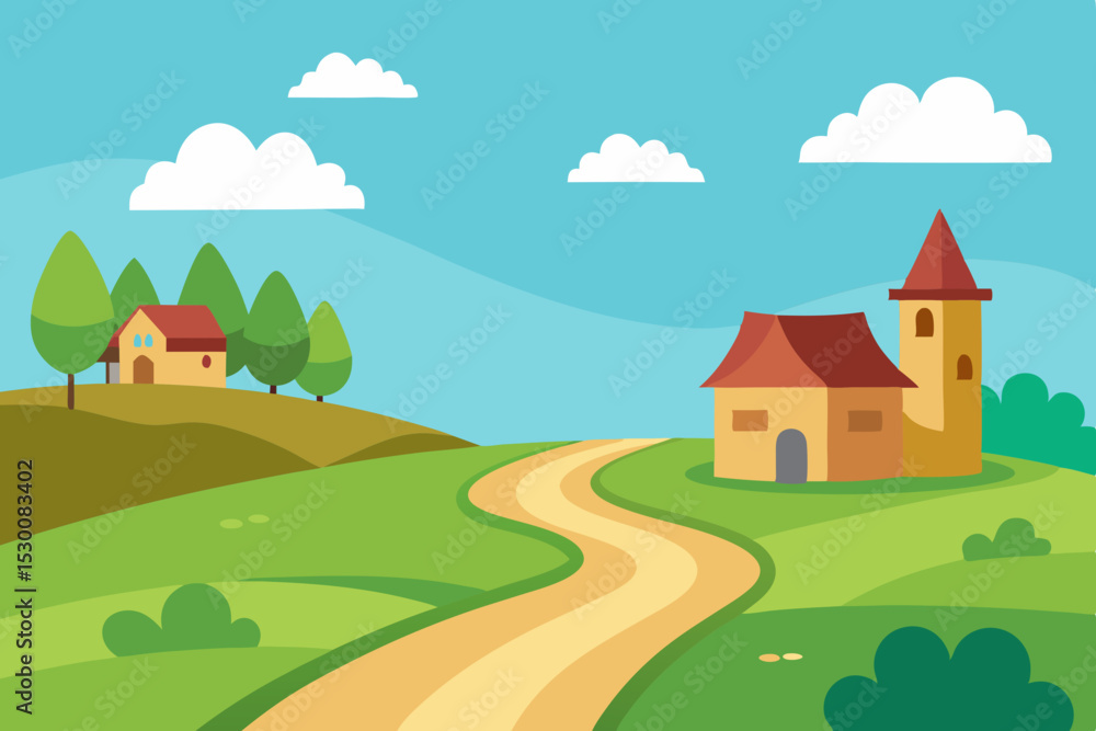 Fototapeta premium vector illustration of a village