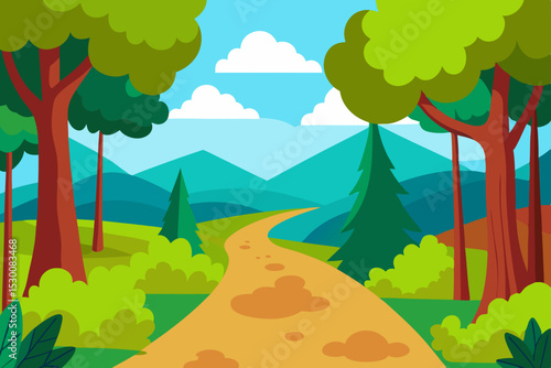 Enchanting Background Animation Video with Gentle Forest Path Vector