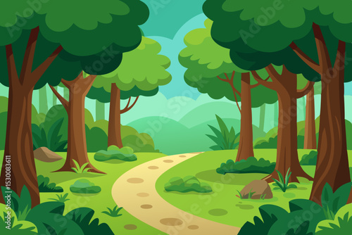 Enchanting Forest Animation Video Background with Detailed Leaves Vector