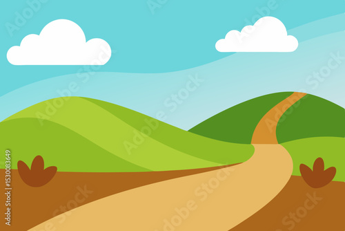 Warm Sunset Field Animation Video Background with Distant Trees Vector