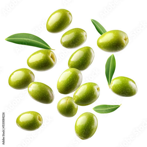 Wallpaper Mural Green olives falling leaves vibrant background Torontodigital.ca