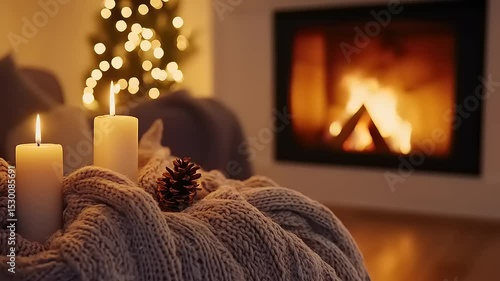 Cozy Christmas Evening by the Fireplace