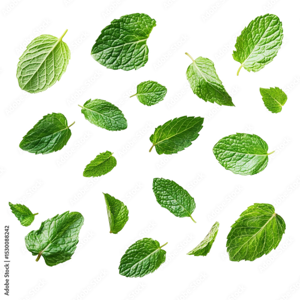 Vibrant green mint leaves abstract art design background Vibrant green mint leaves abstract art design background