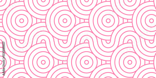 Minimal Overlapping creative diamond circle abstract pink pattern background with waves texture. geometric digital fabric pattern circles floral lapping white retro background.	
