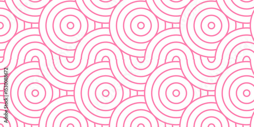 Minimal Overlapping creative diamond circle abstract pink pattern background with waves texture. geometric digital fabric pattern circles floral lapping white retro background.	
