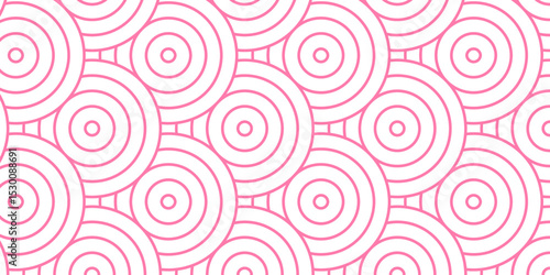 Minimal Overlapping creative diamond circle abstract pink pattern background with waves texture. geometric digital fabric pattern circles floral lapping white retro background.	
