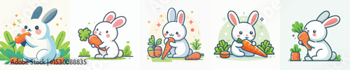 Vector of a rabbit eating a carrot