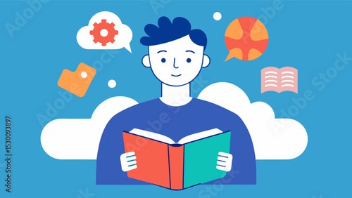 Learning a new language to improve memory and increase brain plasticity.. Vector illustration