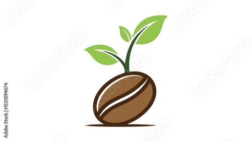 Sprouting seed eco logo, transparent background