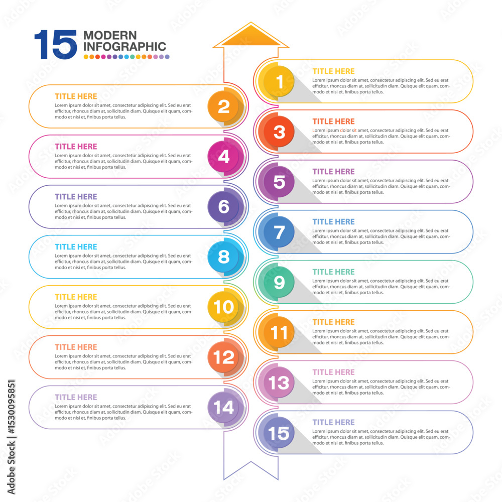 Fototapeta premium Infographic template, 15 steps.