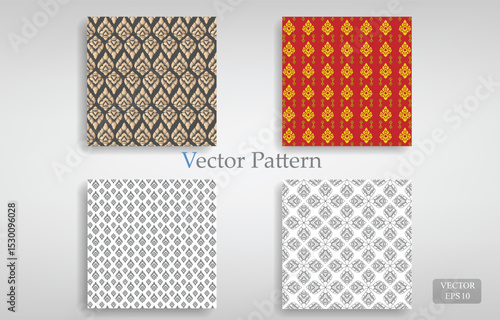 Vector thai style pattern.fabic thai pattern set.