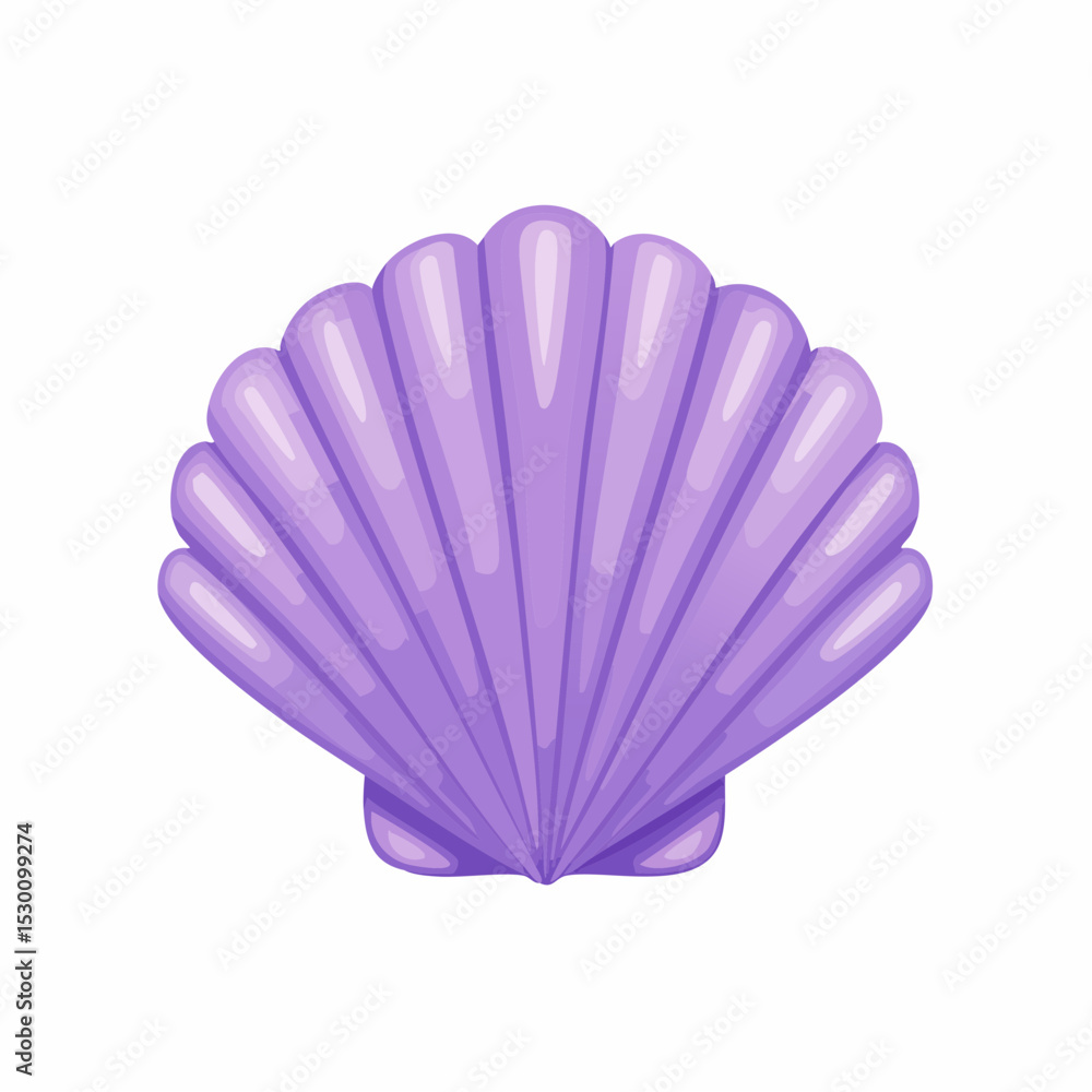 Fototapeta premium Watercolor illustration of purple Seashell for childish greeting cards or baby invitations. Art of Sea Shell for nursery wall art. Drawing of Scallop on isolated background.
