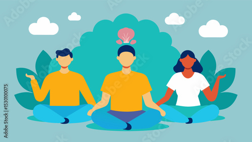 Mindful Meditation Group Taking part in a community meditation group not only helps to improve overall brain function but also allows you to connect with others and foster a sense. Vector illustration