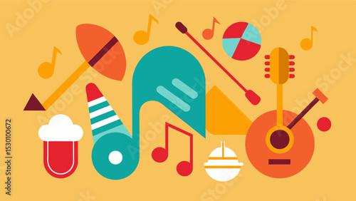 Musical poetry Use different instruments or sounds to inspire the creation of a poem. This project stimulates the senses of hearing and creativity through language.. Vector illustration