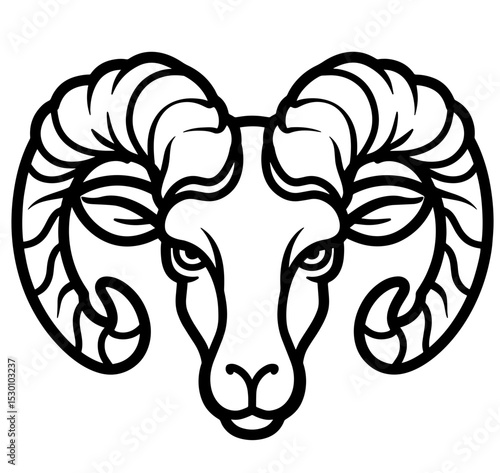 Unique ram zodiac symbol depicted in a minimalistic black line design that captures the essence of astrological themes and artistry