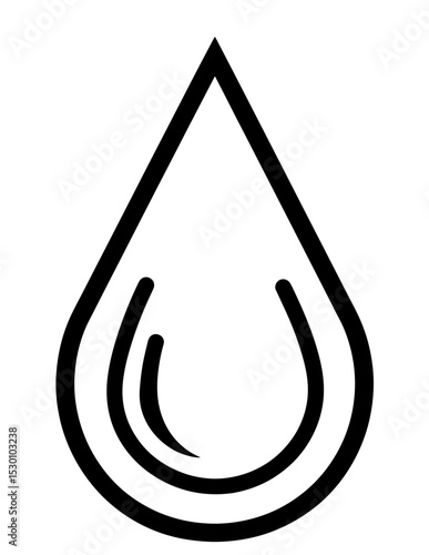 Minimalist black line art of a droplet symbolizing purity and simplicity in design