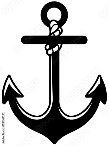 Design of a simple black line art anchor icon showcasing nautical themes and maritime symbolism