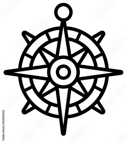Distinctive minimal black line art compass design showcasing elegance and simplicity for navigation themes and artistic expression