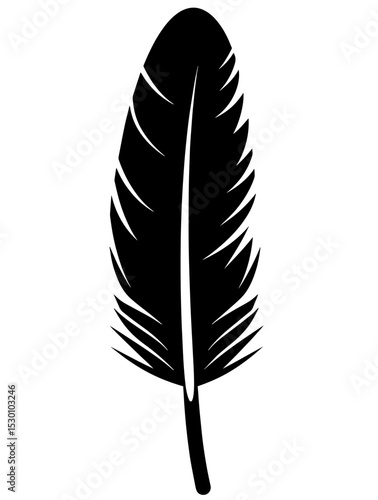 Elegant black line art feather design showcasing minimalism and intricate detailing in natural form