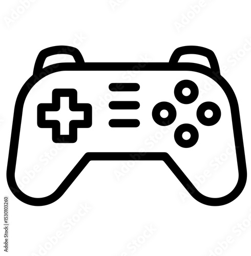 Stylized black line art of a gaming controller with minimalistic design elements capturing the essence of modern gaming culture