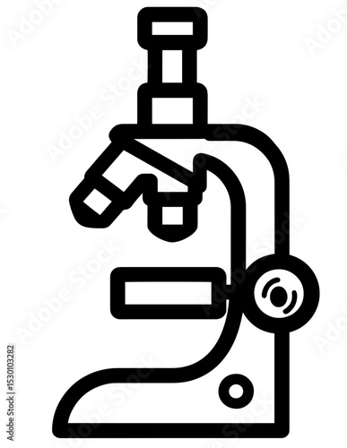 Exploring the wonders of science through a minimalist black line art representation of a microscope, symbolizing discovery and innovation in research