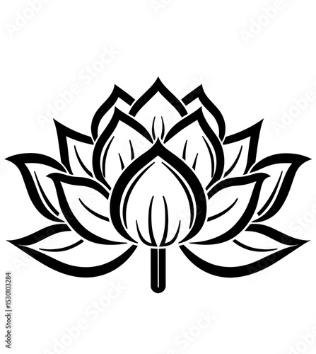 A stunning flower abstraction in black vector depicting a beautifully layered floral design