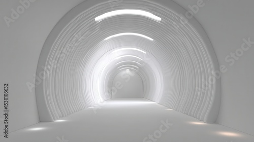 Wallpaper Mural Futuristic white tunnel with curved walls and illuminated LED lights creating a sleek modern corridor interior design in a minimalistic style Torontodigital.ca