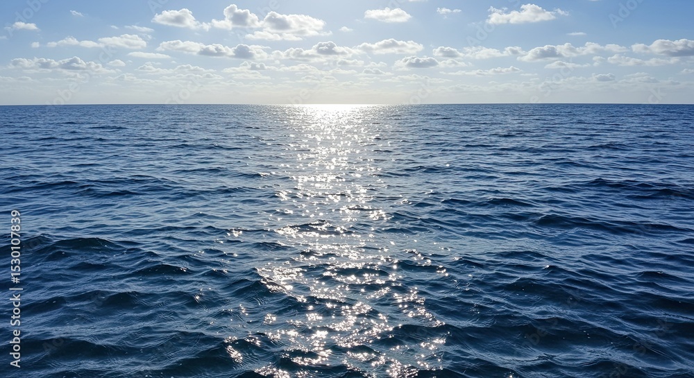 Fototapeta premium Beautiful sunlit ocean surface with shimmering light reflecting on the water's surface