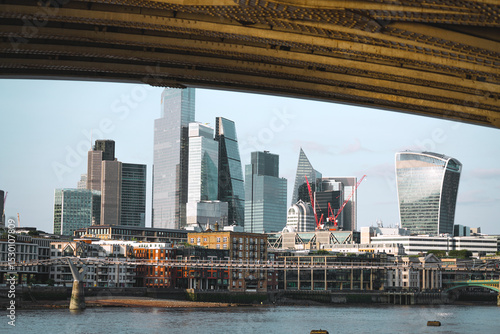 Canvas Print Square Mile Financial District Buildings, River Thames Waterfront Modern High-Ri