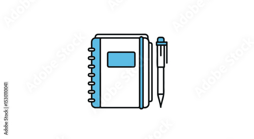 Notebook and pen, ready for writing or drawing.