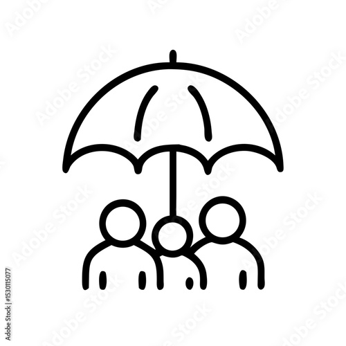 Umbrella Icon Representing Family Insurance Coverage for Protection and Security
