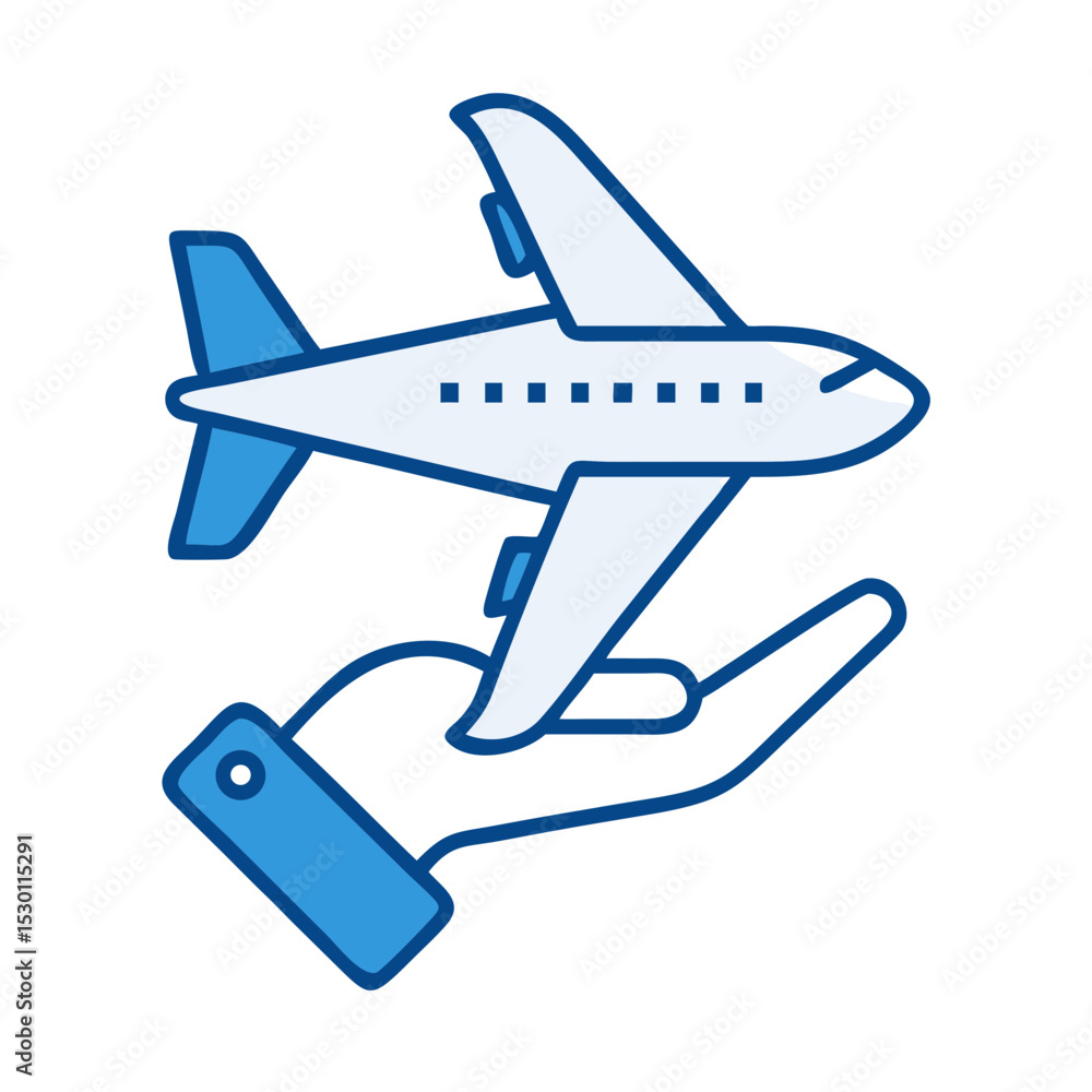 Travel Care Plane Icon Representing Air Travel Assistance and Support Services Travel Care Plane Icon Representing Air Travel Assistance and Support Services