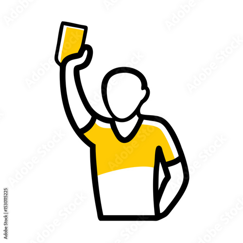 Referee Shows Yellow Card Silhouette During Intense Soccer Match Action