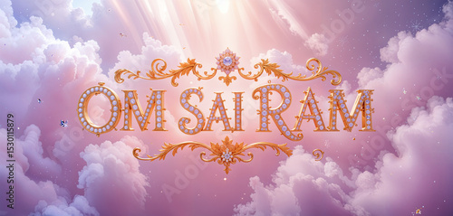 Wallpaper Mural Om Sai Ram - Sai Baba 3d Logo - Diamonds Flowers Glow Rays Torontodigital.ca